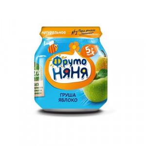 ФРУТОНЯНЯ ПЮРЕ 100Г. ЯБЛОКО+ГРУША 5+МЕС.