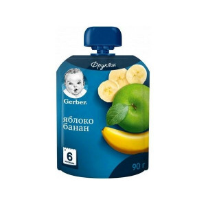 ГЕРБЕР ПЮРЕ 90Г. ЯБЛОКО+БАНАН 6+МЕС. [GERBER]