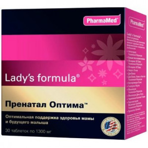 ЛЕДИ-С ФОРМУЛА ПРЕНАТАЛ ОПТИМА Д/БЕРЕМ. И КОРМЯЩИХ 1300МГ. №30 ТАБ.