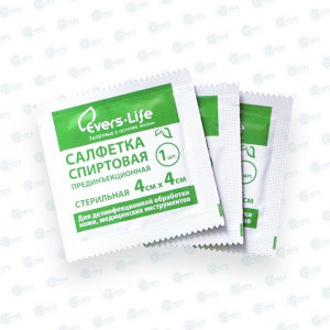 ЭВЕРС-ЛАЙФ САЛФЕТКА СПИРТ. 4Х4СМ. №1 [EVERS LIFE]