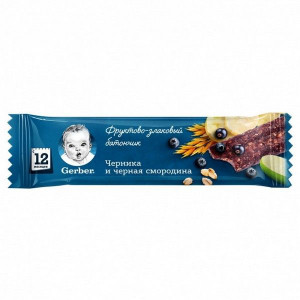 ГЕРБЕР ДОРЕМИ БАТОНЧИК ФРУКТ. ЧЕРНИКА+ЧЕРН.СМОРОДИНА 25Г. 12+МЕС. [GERBER]