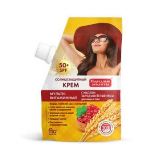 НАРОДНЫЕ РЕЦЕПТЫ КРЕМ Д/ЛИЦА ТЕЛА СОЛНЦЕЗАЩ. МУЛЬТИВИТ. SPF50 50МЛ. /ФИТОКОСМЕТИК/