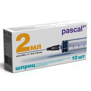 ПАСКАЛЬ ШПРИЦ 3-Х КОМП. 2МЛ. С ИГЛОЙ 23G 0,6Х30ММ. №10 [PASCAL]
