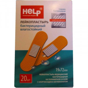 ХЕЛП ЛЕЙКОПЛАСТ. БАКТЕР. С ХЛОРГЕКСИДИНОМ ПОЛИМ. ОСНОВА 19Х72ММ. №20 [HELP]