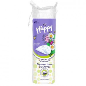 ХЭППИ ВАТНЫЕ ДИСКИ №70 ПОДОРОЖНИК+РОМАШКА+Д-ПАНТЕНОЛ [BELLA HAPPY]