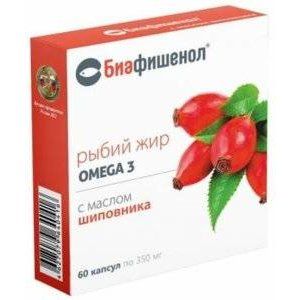 РЫБИЙ ЖИР БИАФИШЕНОЛ МАСЛО ШИПОВНИК 350МГ. №60 КАПС.