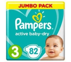 ПАМПЕРС ПОДГУЗН. АКТИВ БЕБИ ДРАЙ 3 МИДИ 6-10КГ №82 [PAMPERS]