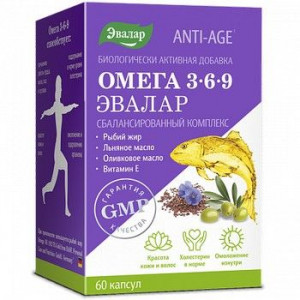 АНТИ-ЭЙДЖ ОМЕГА-3-6-9 1,3Г. №60 КАПС. /ЭВАЛАР/ [ANTI-AGE]