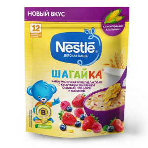 НЕСТЛЕ КАША 190Г. ШАГАЙКА МУЛЬТИЗЛАК. ЗЕМЛЯН.+МАЛИНА+ЧЕРНИКА МОЛ. 12+МЕС. [NESTLE]