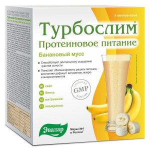 ТУРБОСЛИМ КОКТЕЙЛЬ ПРОТЕИН.ПИТАНИЕ БАНАНОВЫЙ МУСС 36Г. №5 САШЕ /ЭВАЛАР/