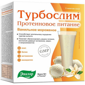 ТУРБОСЛИМ КОКТЕЙЛЬ ПРОТЕИН.ПИТАНИЕ ВАНИЛЬНОЕ МОРОЖЕНОЕ 36Г. №5 САШЕ /ЭВАЛАР/