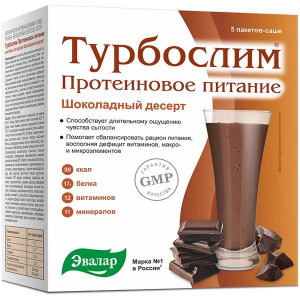 ТУРБОСЛИМ КОКТЕЙЛЬ ПРОТЕИН.ПИТАНИЕ ШОКОЛАДНЫЙ ДЕСЕРТ 36Г. №5 САШЕ /ЭВАЛАР/