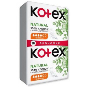 КОТЕКС ПРОКЛАДКИ НАТУРАЛ НОРМАЛ №16 [KOTEX]