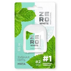 ЗЕРО ВАЙТ ЗУБ.НИТЬ ВОЩЕНАЯ МЯТА ПЛОСКАЯ ТОНКАЯ 65М. [ZERO WHITE]