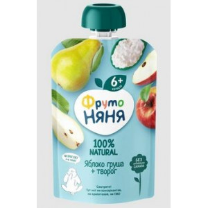 ФРУТОНЯНЯ ПЮРЕ 90Г. ЯБЛОКО+ГРУША+ТВОРОГ 6+МЕС. ФРУТОНЯНЯ ПЮРЕ 90Г. ЯБЛОКО+ГРУША+ТВОРОГ 6+МЕС.