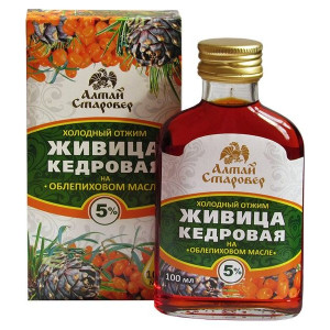 АЛТАЙ СТАРОВЕР ЖИВИЦА КЕДРОВАЯ 5% НА ОБЛИПИХОВОМ МАСЛЕ 100МЛ.