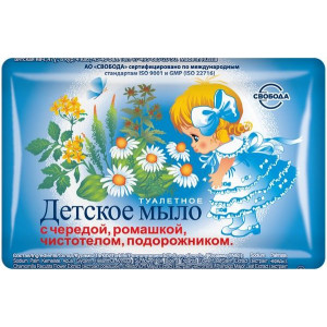 МЫЛО ДЕТСКОЕ ЭКСТР.ЧЕРЕДА+РОМАШ.+ЧИСТ.+ПОДОР. 100Г. /СВОБОДА/