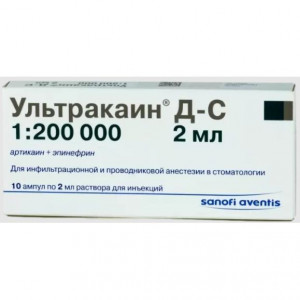 УЛЬТРАКАИН DC 40МГ+0,005МГ/МЛ. 1,7МЛ. №100 Р-Р Д/ИН. КАРТРИДЖ