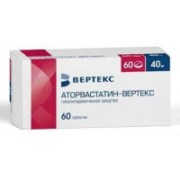 АТОРВАСТАТИН 40МГ. №60 ТАБ. П/П/О /ВЕРТЕКС/